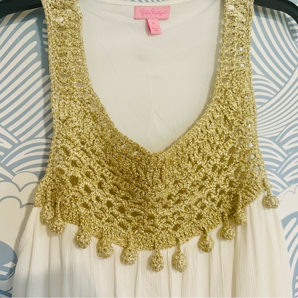Lilly Pulitzer White and Gold Embellished Swing Sundress - Picture 5 of 7